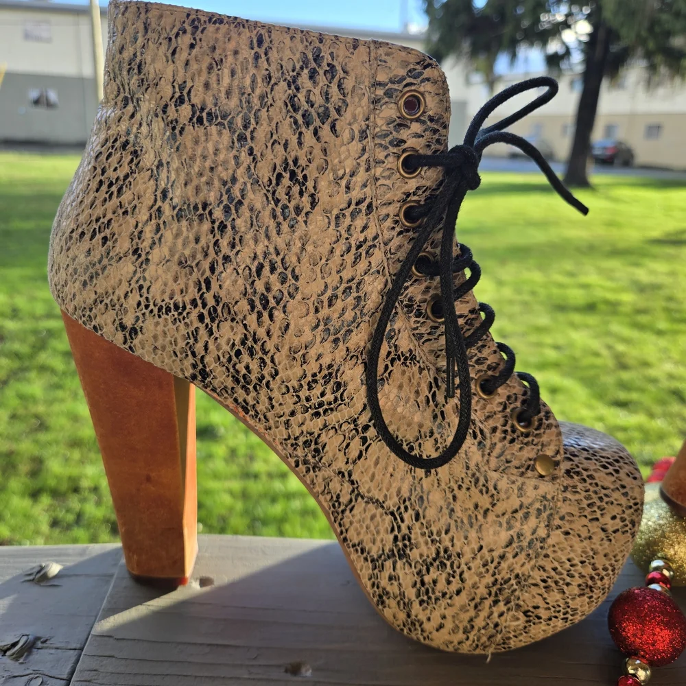 Jeffrey Campbell Black and Brown Lace-Up Boots - Picture 2 of 8